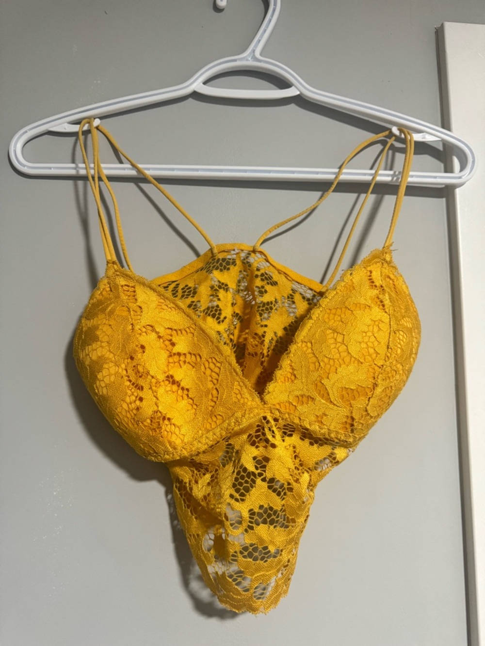 Yellow Lace Bralette Bodysuit - Women's Intimates